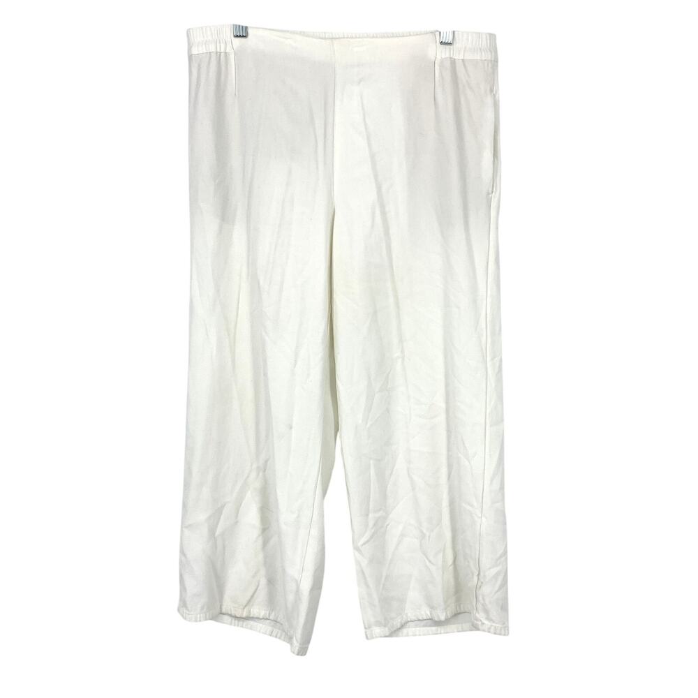 J. Jill Capri Pull On Casual Pants Womens Size Medium White Elastic Waist